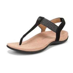 Vionic Brea Sandals Women 7.5 Black Comfortable Orthotic T-Strap Slingback